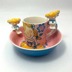 Vintage Child’s Bowl & Cup Stokes Hand Painted